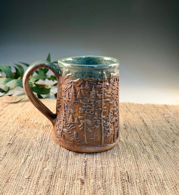 18 oz Woodland Forest Handmade Porcelain Pott...