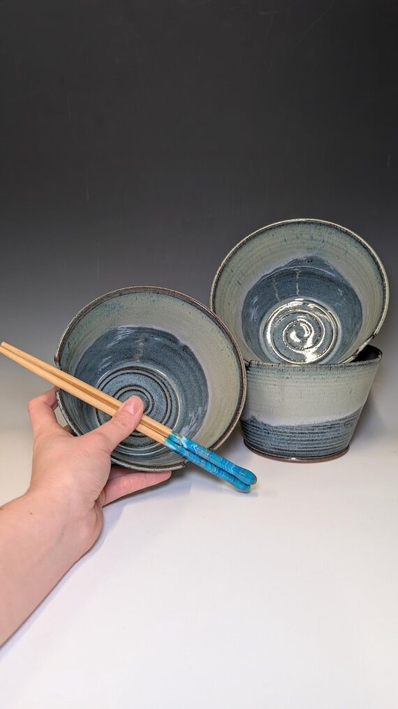 Handmade Ceramic Ramen Bowl - Stackable Potte...