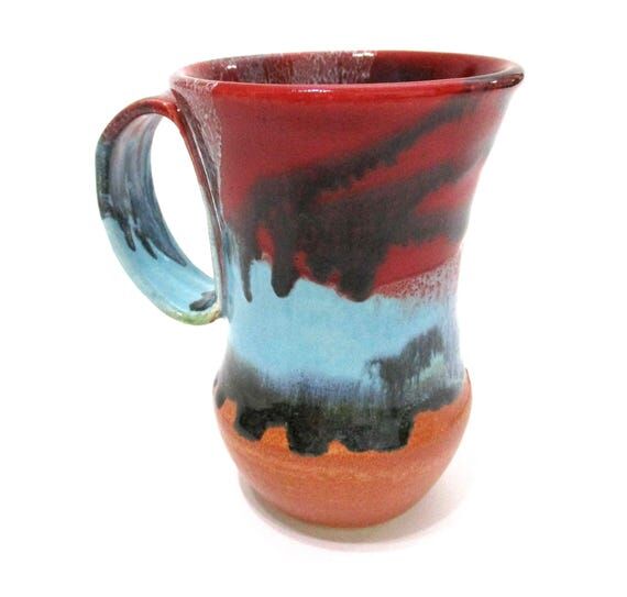 Wheel Thrown Ceramic Coffee Mug: Hand Painted...