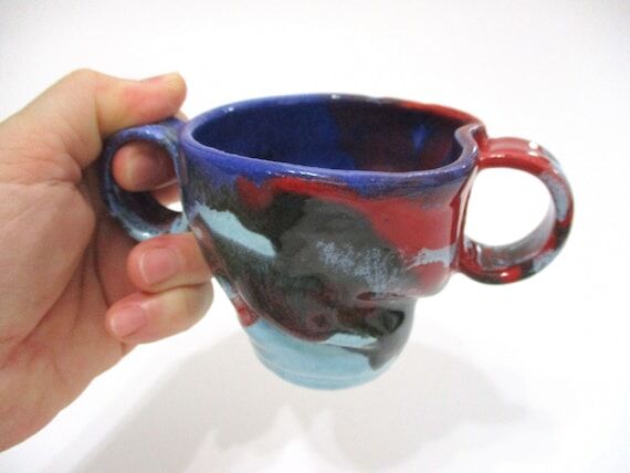 Handmade Ceramic Bowl: Blue, Purple, Aqua Kit...