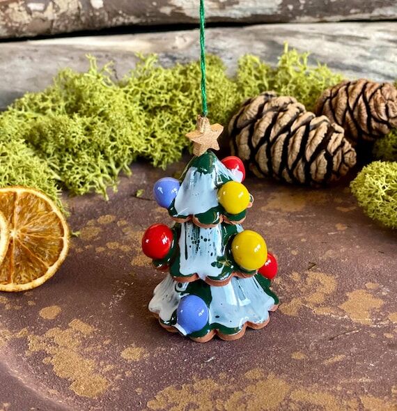 Handmade Ceramic Christmas Tree Ornament, Han...