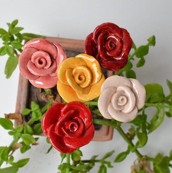 Rose, Handmade Ceramic flower, handcrafted gi...