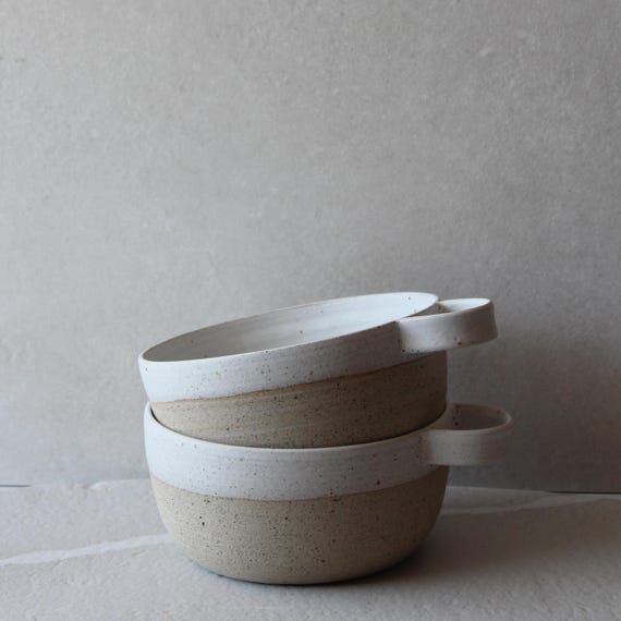 Handmade Ceramic Bowl with Handle | Rustic St...