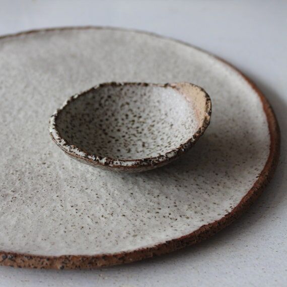 Handmade Rustic Stoneware Dinner Plate: Brown...