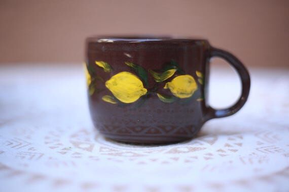 Brown Ceramic Latte Mugs/ Handmade Pottery Un...