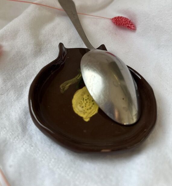 Lemon Ceramic Spoon Rest/ Handmade Pottery Un...