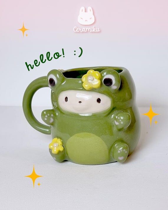 Handmade Ceramic Frog Mug: Mofusand Pottery -...