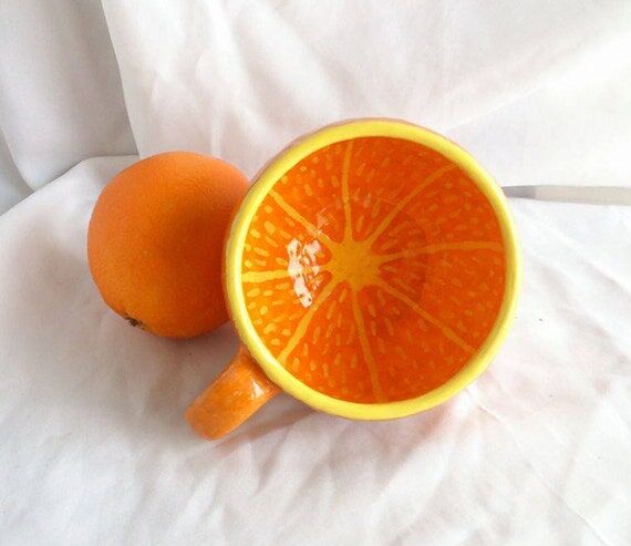 Orange Ceramic Mug - Handmade Clay Coffee Cup...