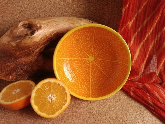 Handmade Ceramic Orange Bowl: Pottery Fruit B...