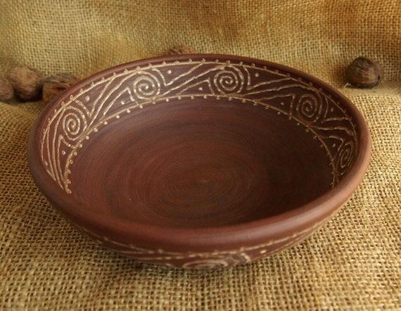 Handmade Red Clay Bowl – Folk Pottery Servi...