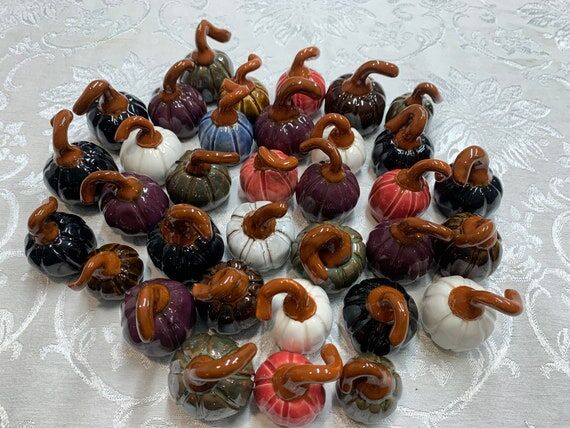 Ceramic Miniature Pumpkins, Fall Home Decorat...