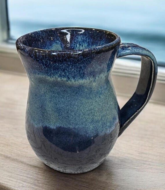Handmade Ceramic Mug, 12oz Midnight Ocean Blu...