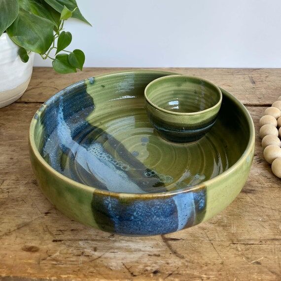 Serving Platter Chip and Dip bowl Large Handm...
