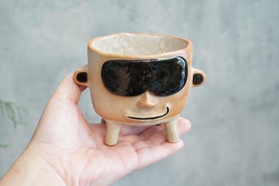 Mini pots, Hand-Formed Ceramic Face Planter, ...