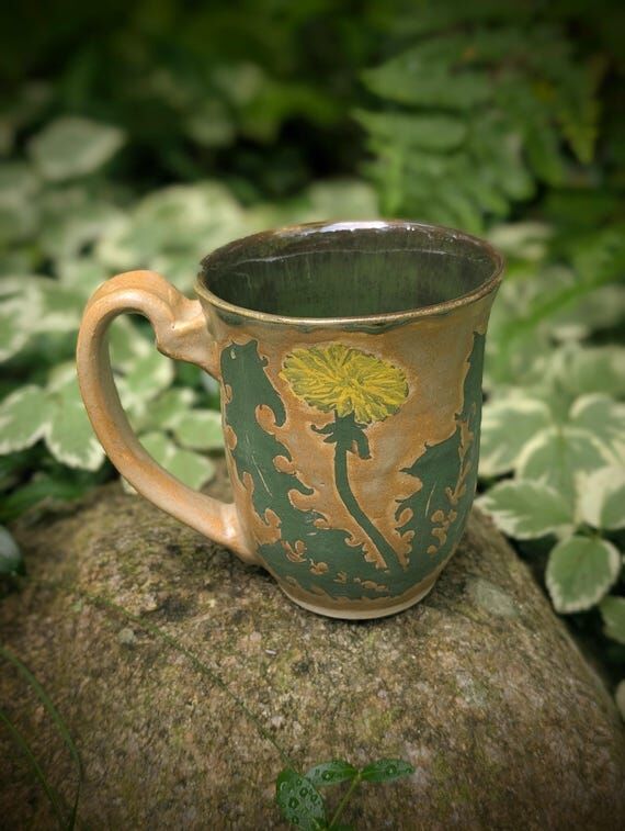 Summer Dandelion Flower Mug - Handmade Cerami...