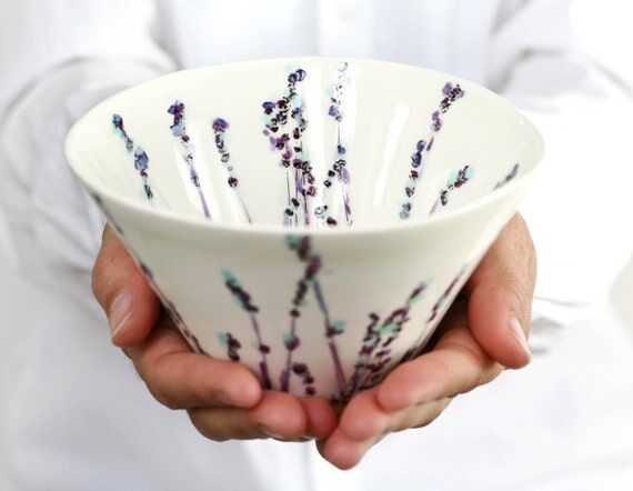 Porcelain Romantic Bowl. Ceramic Tea Bowl. Ic...