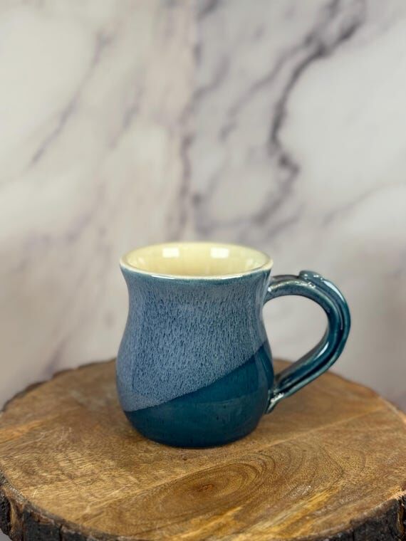 Handcrafted Blue & Cream Ceramic Mug...
