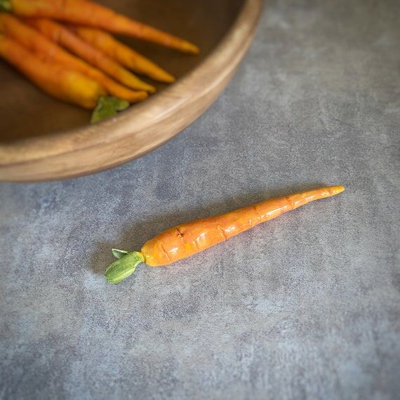 Ceramic Carrots, Handmade Vegetable Decor, Ru...