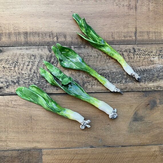 Handmade Ceramic Green Onion: Kitchen Decor P...