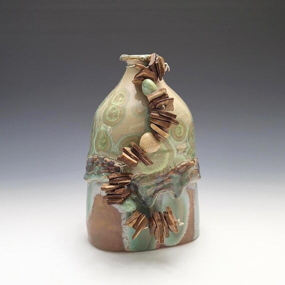 Handmade Crystalline Glaze Porcelain Vase, Tu...