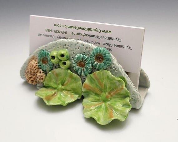 Business Card Holder Handmade Ceramic Coral R...