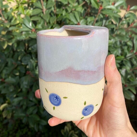 Pre Order Handmade Blueberry Pottery Travel M...