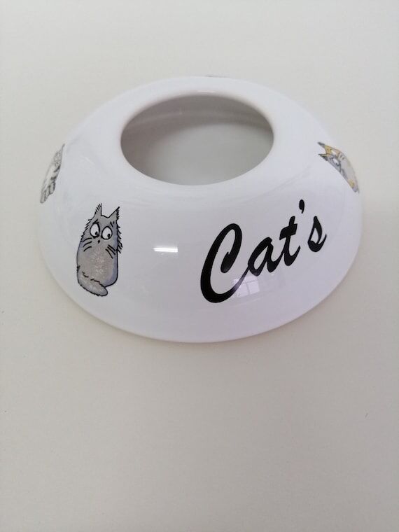 Handmade Ceramic Cat Water Bowl: Non-Wetting,...
