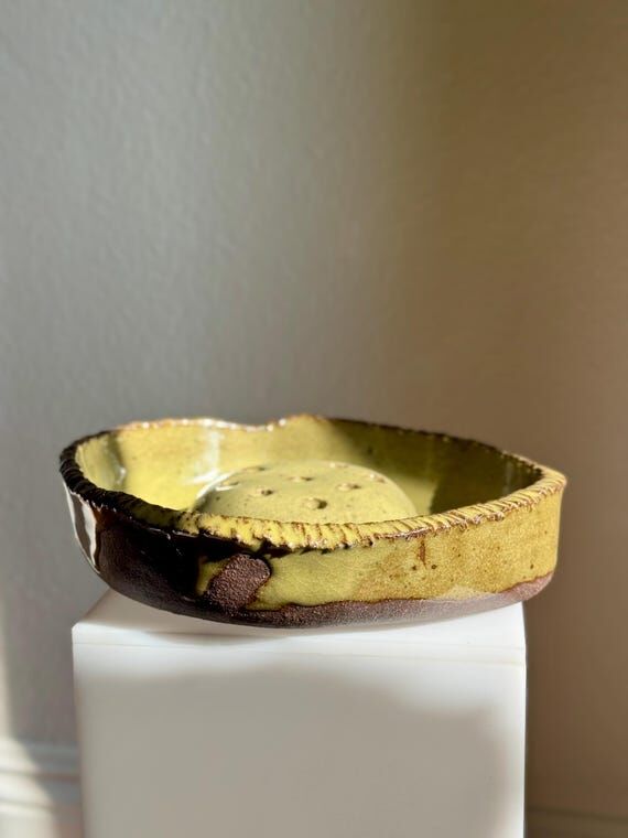 Handmade Green Glazed Ikebana Ceramic Vase: M...