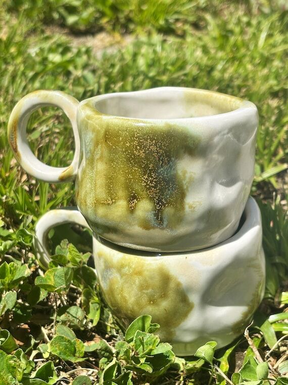 Handmade Ceramic Espresso Cup Set | Moss Gree...