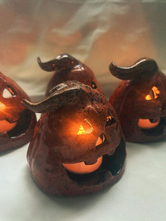 Ceramic Pumpkin Candle Holder LITTLE JACK | H...