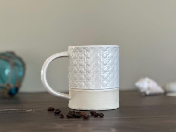 Handmade Coastal Ceramic Coffee Mug | Rattan ...