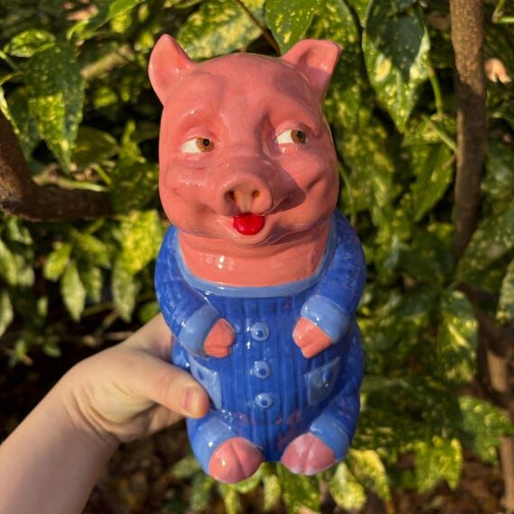 Handmade Ceramic Pig in Overalls | Farm Decor...