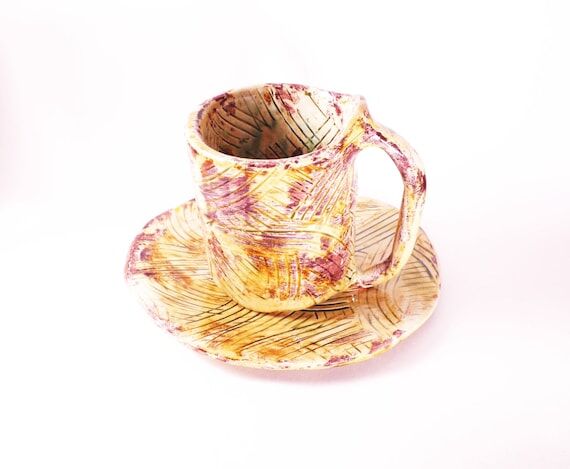 Handmade tea set, handmade plate, ceramic pla...