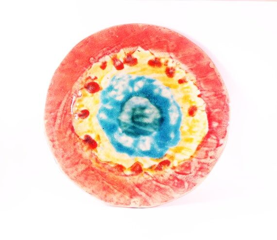 Colorful unique plate, handmade plate, cerami...