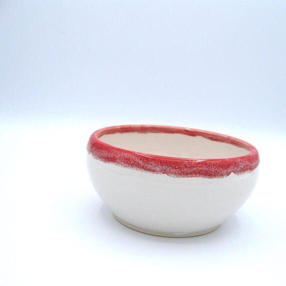 White and red bowl: Handmade ceramic bowl...