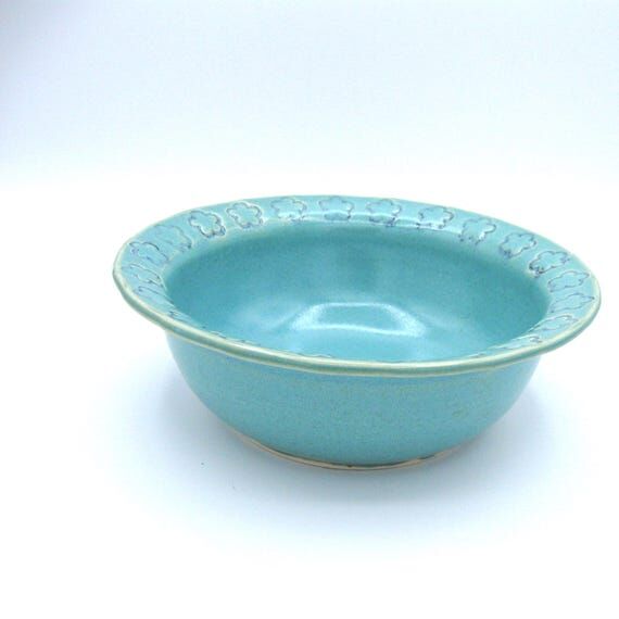 Small Turquoise serving bowl: handmade cerami...
