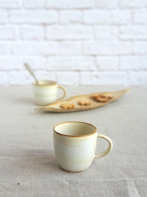 Handmade White Ceramic Espresso Mug Rustic Co...