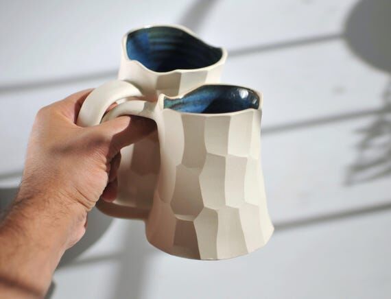 Handmade Ceramic Mug, Large Pottery Coffee Mu...