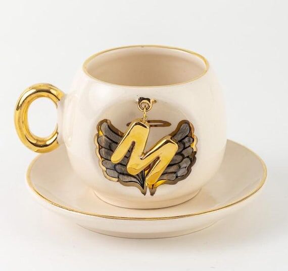 Custom 24K Gold Letter Mug: Handmade Ceramic ...
