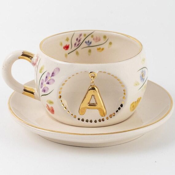 Personalized Initial Mug: Handmade Ceramic Co...
