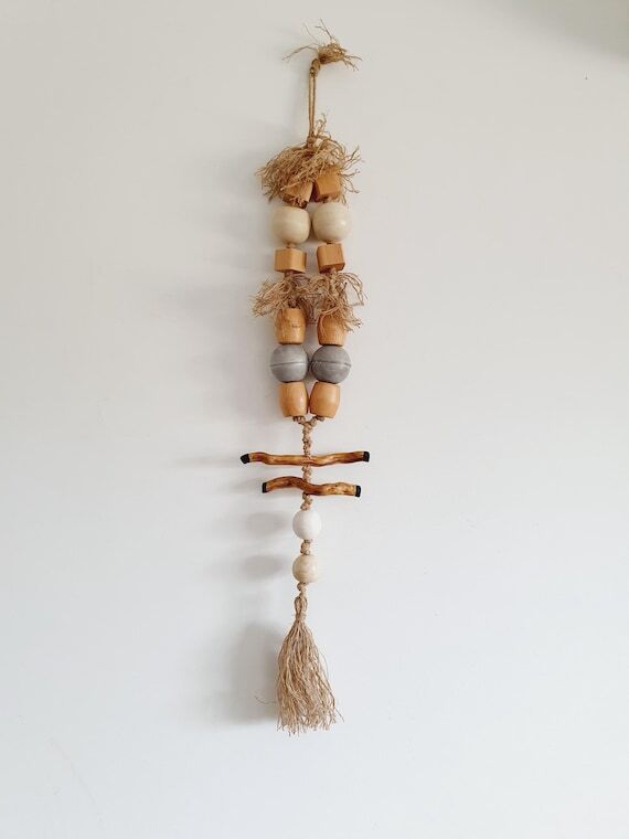 Earthy Ceramic Wall Totem Geometric Tribal Sc...