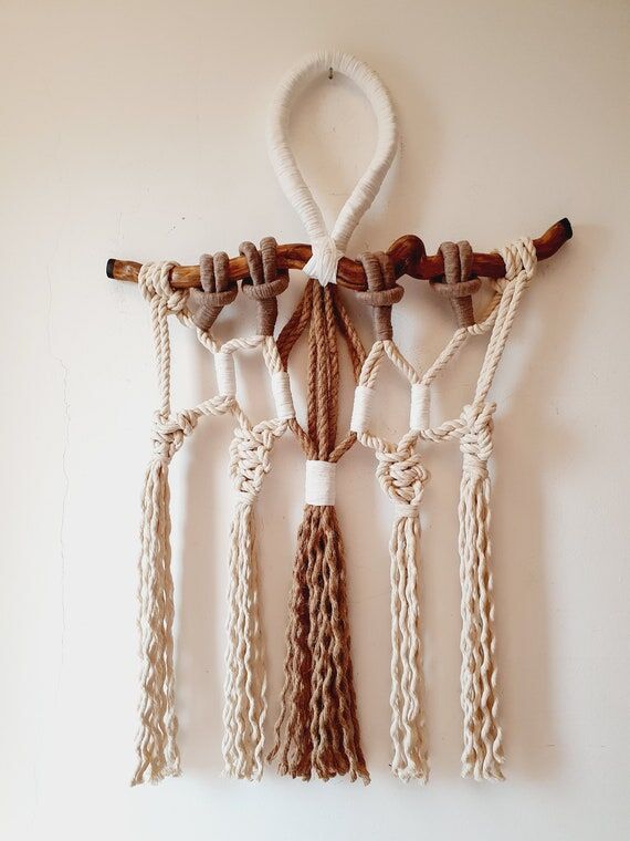 Jute Macrame Wall Art: Fiber Art Sculpture wi...