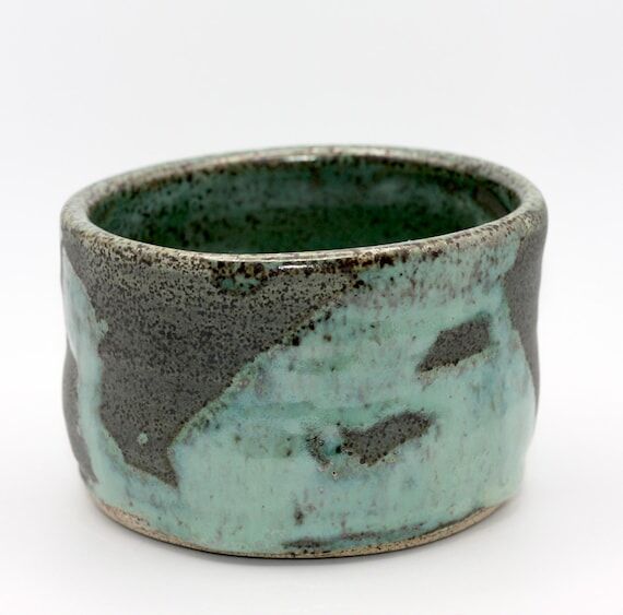 Handmade Ceramic Bowl: Green & Turquoise Tide...