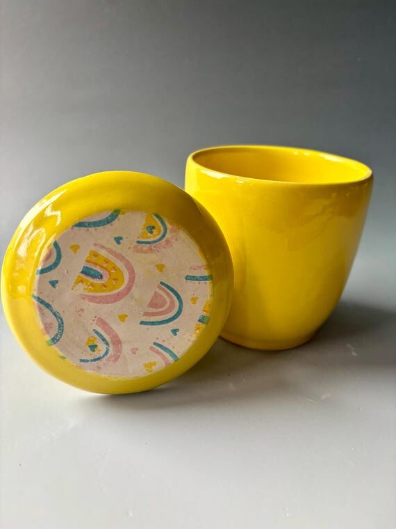 Yellow Rainbow Butter Crock...