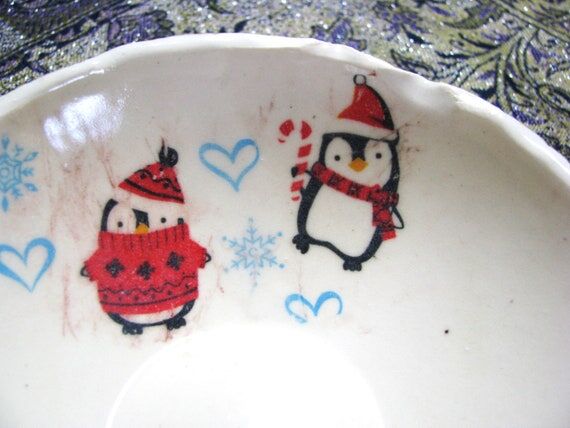 Ceramic Snowman Bowl: Handmade Christmas Cand...