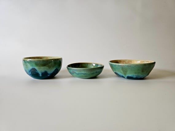 Handmade Ceramic Bowls – Blue Green Stonewa...