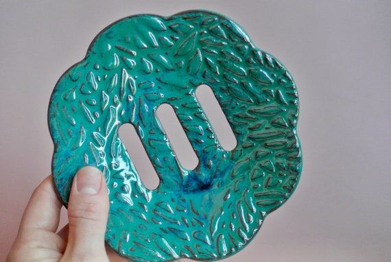 Ceramic Dish with Drainage, Handmade Terracot...
