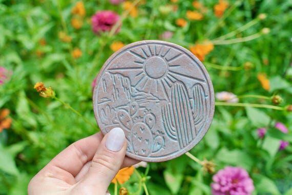 Terracotta Desert Coaster, Handmade Ceramic C...
