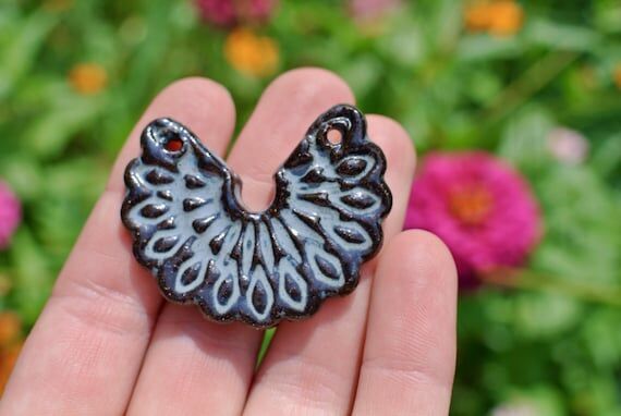 Lace Pendant: Handmade Ceramic Stoneware Pott...