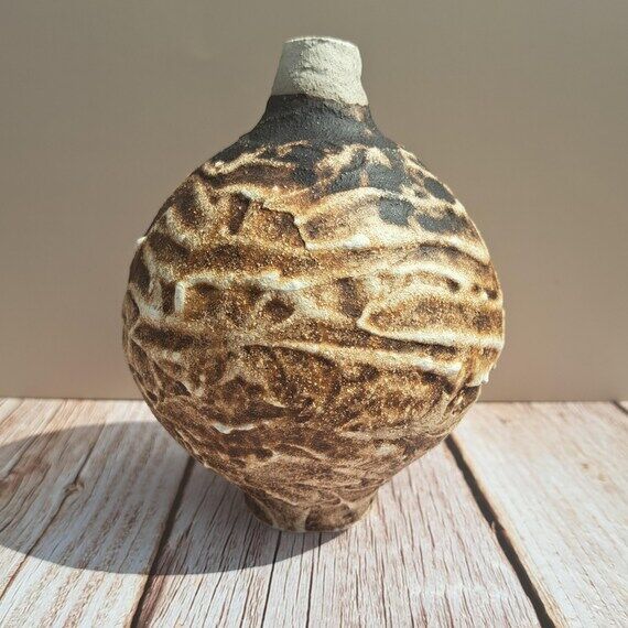 Hand-Coiled Rounded Pot – Obvara Fired with...